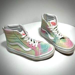 Girls Vans Sk8-Hi Zip Rainbow Suede Pastel Size 13.5